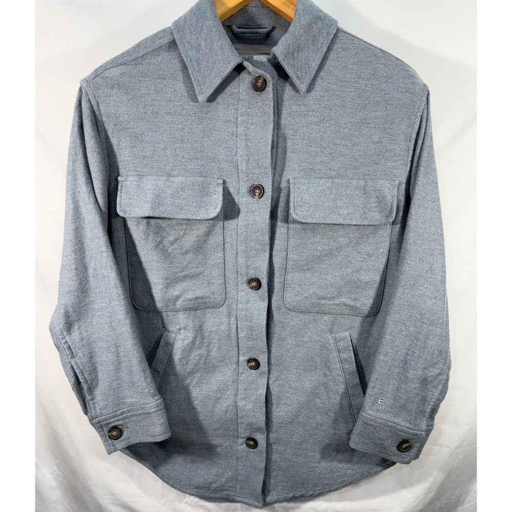Everlane Heavy Cotton Twill Shirt Jacket Light Blue Grey Chore Coat Mens Medium